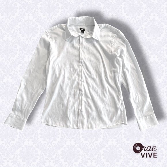 H&M Other - H&M Men’s White Paisley Textured Long Sleeve Dress Shirt – Size XL
